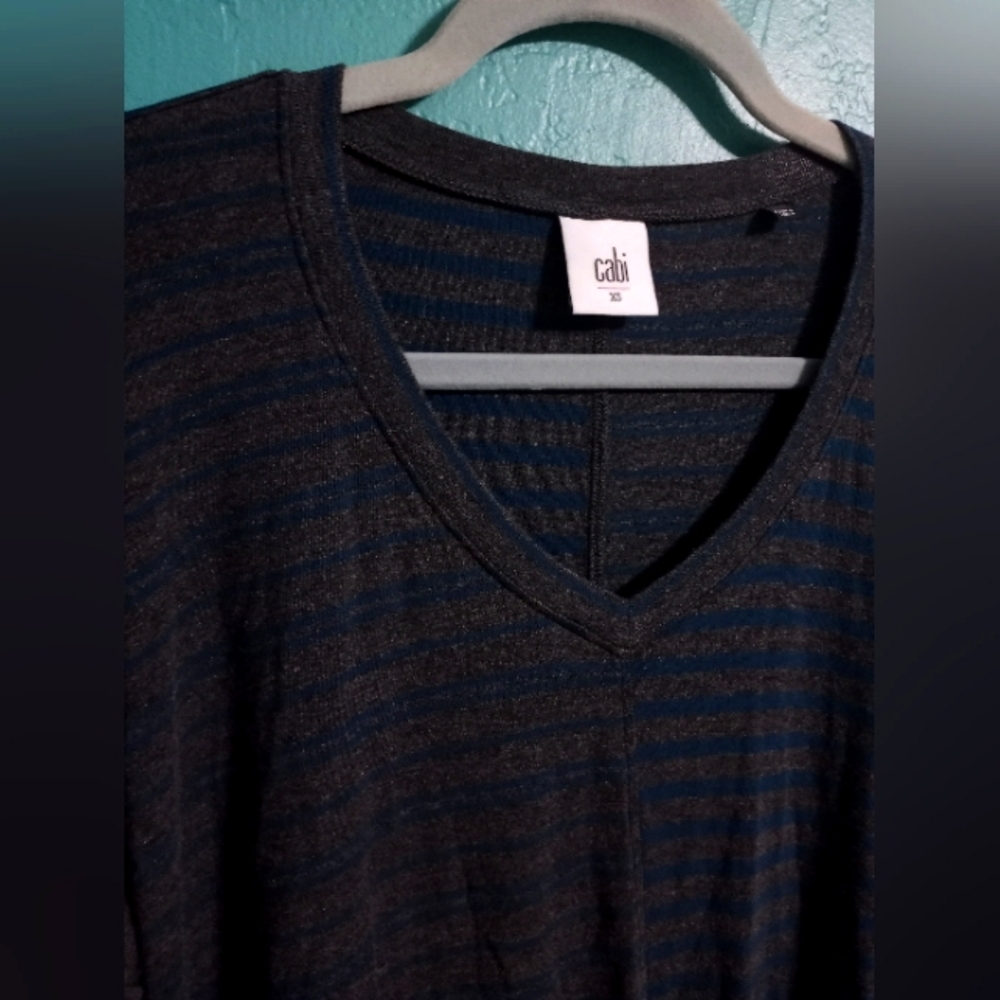 CABI DARK GRAY & TEAL LONG SLEEVE XS
